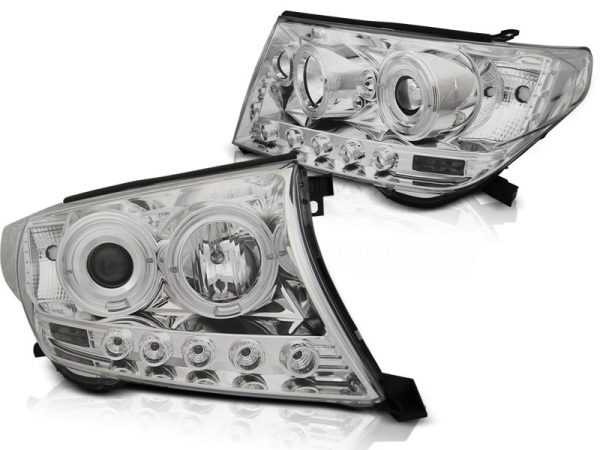 Frontlykter Toyota Land Cruiser Fj200 07-12 Angel Eyes Chrome - Bilde 2