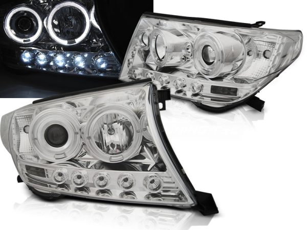 Frontlykter Toyota Land Cruiser Fj200 07-12 Angel Eyes Chrome