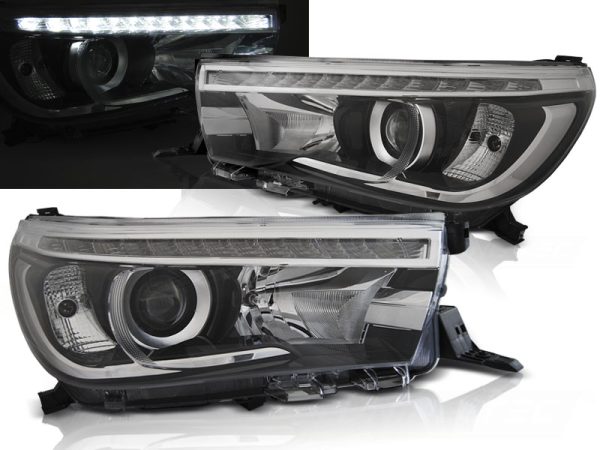 Frontlykter Toyota Hilux 16- Led-projektor True Drl Sort