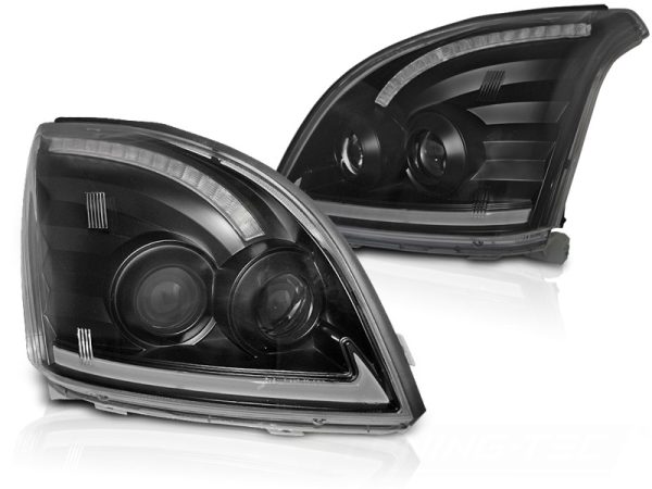 Frontlykter Toyota Land Cruiser 120 03-09 Tube Light Seq Led Sort - Bilde 2