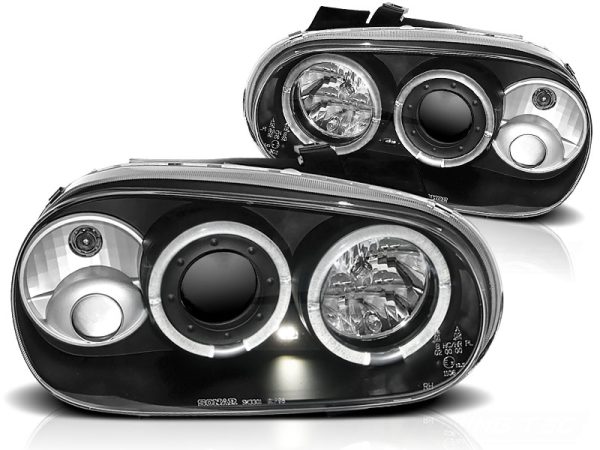 Frontlykter VW Golf 4 09.97-09.03 Angel Eyes Black - Bilde 2