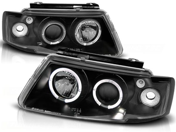 Frontlykter VW Passat B5 3B 11.96-08.00 Angel Eyes Black - Bilde 2