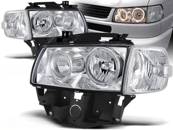Frontlykter VW T4 08.96-03.03 BUS Angel Eyes Chrome