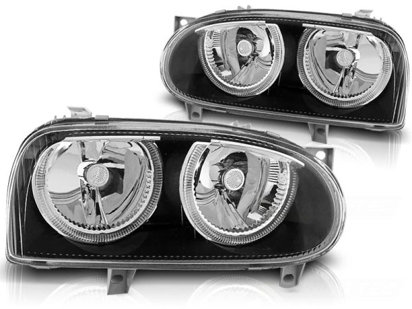 Frontlykter VW Golf 3 09.91-08.97 Angel Eyes Black - Bilde 2