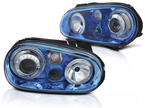 Frontlykter VW Golf 4 09.97-09.03 Angel Eyes Blue - Bilde 2