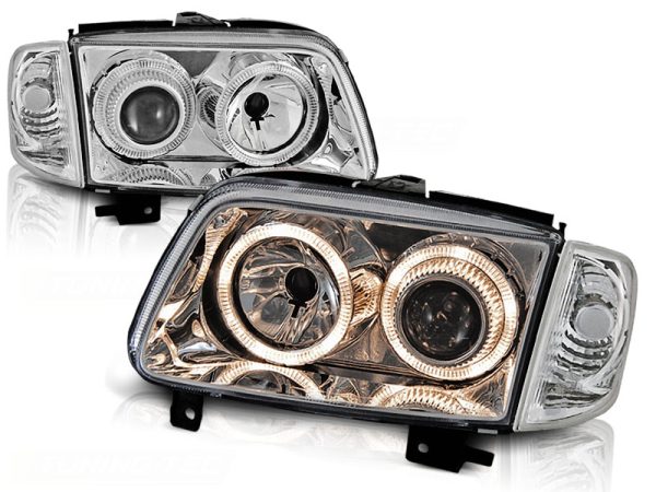 Frontlykter VW Polo 6N2 10.99-10.01 Angel Eyes Chrome - Bilde 2