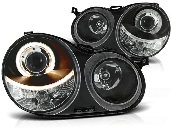 Frontlykter VW Polo 9N 11.01-04.05 Angel Eyes Black - Bilde 2