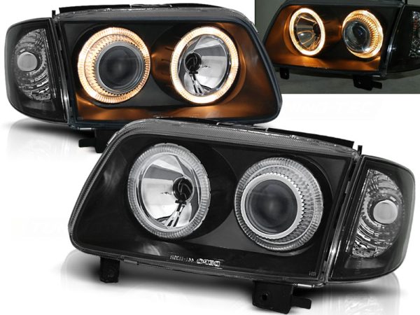 Frontlykter VW Polo 6N2 10.99-10.01 Angel Eyes Black