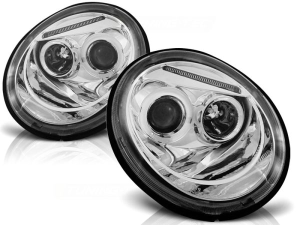 Frontlykter VW Beetle 10.98-05.05 Angel Eyes Chrome - Bilde 2