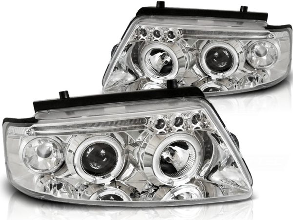 Frontlykter VW Passat B5 3B 11.96-08.00 Angel Eyes Chrome - Bilde 2