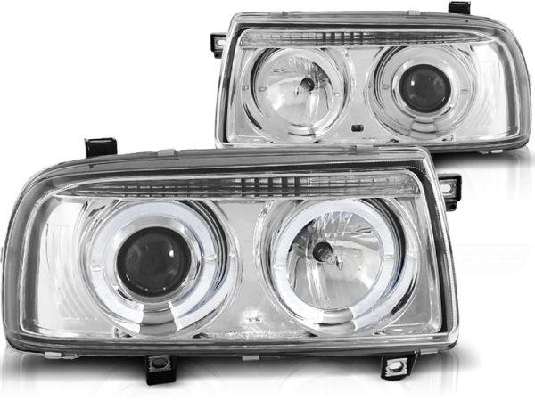 Frontlykter VW Vento 01.92-08.98 Angel Eyes Chrome - Bilde 2