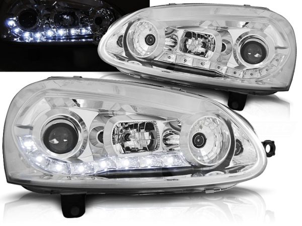Frontlykter VW Golf 5 Daylight Chrome