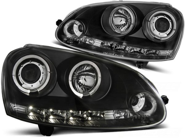 Frontlykter VW Golf 5 10.03-09 Angel Eyes Black - Bilde 2