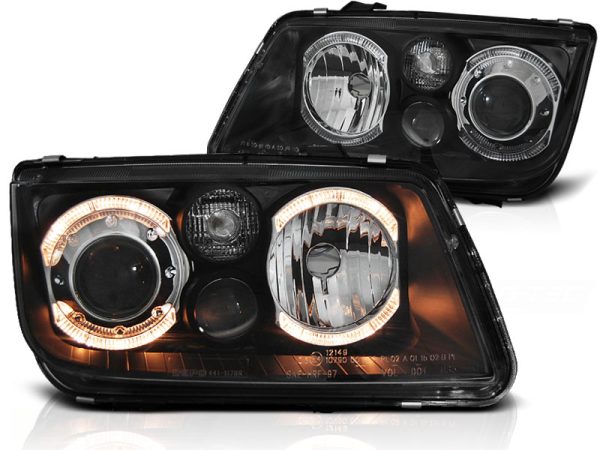 Frontlykter VW Bora 09.98-07.05 Angel Eyes Black - Bilde 2