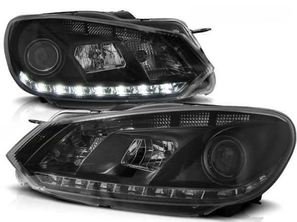 Frontlykter VW Golf 6 10.08-12 True Drl Black