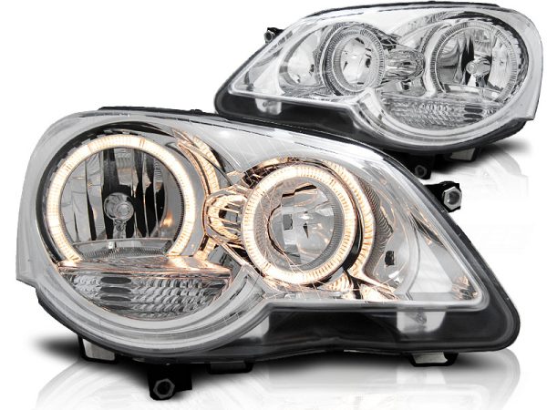 Frontlykter VW Polo 9N3 04.05-09 Angel Eyes Chrome - Bilde 2