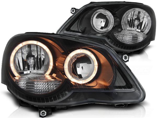 Frontlykter VW Polo 9N3 04.05-09 Angel Eyes Black - Bilde 2