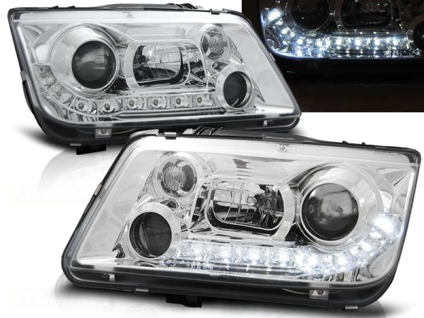 Frontlykter VW Bora 09.98-05.05 Daylight Chrome