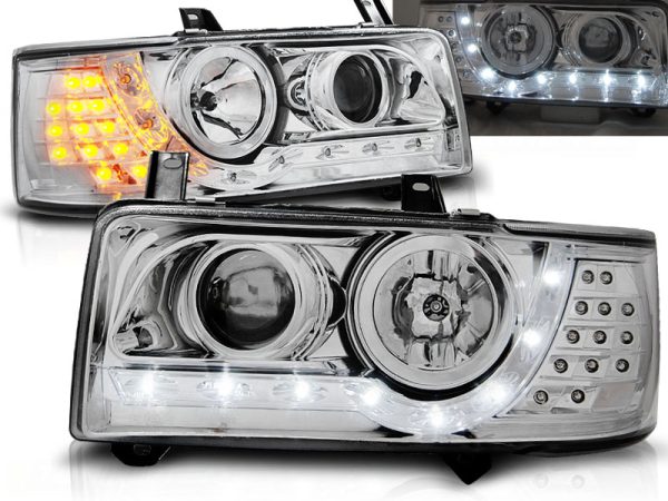 Frontlykter VW T4 90-03.03 Transporter Daylight Chrome