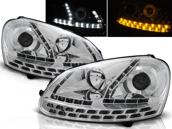 Frontlykter VW Golf 5 03-08 Daylight Chrome