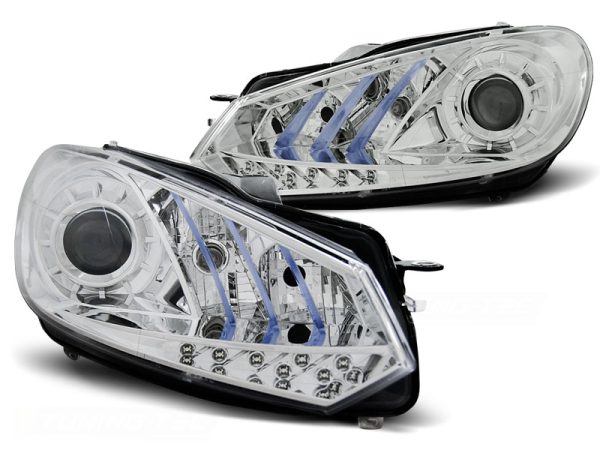 Frontlykter Blue Light VW Golf 6 10.08- 12 True Drl Chrome - Bilde 2