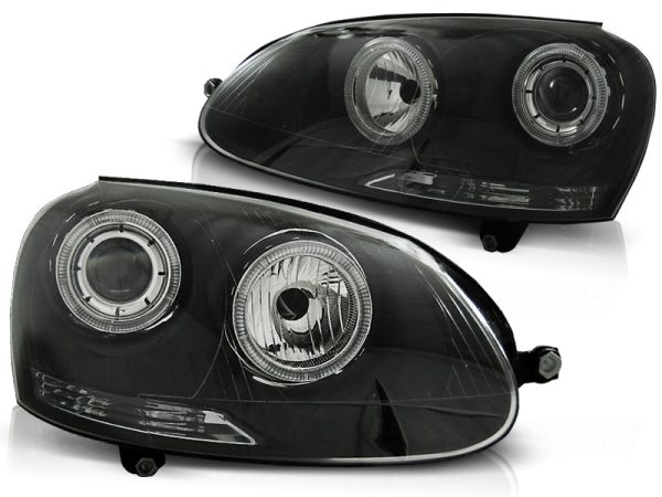 Frontlykter VW Golf 5 10.03-09 Angel Eyes Black - Bilde 2