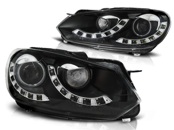 Frontlykter Black VW Golf 6 10.08-12 Dual True Drl - Bilde 2