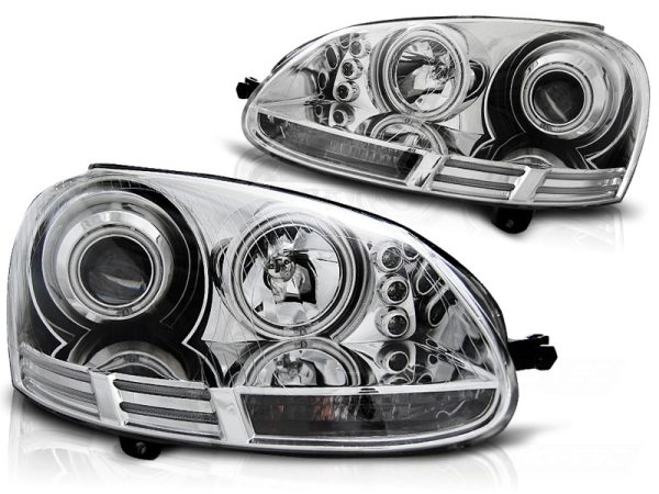 Frontlykter VW Golf 5 10.03-09 Angel Eyes CCFL Chrome - Bilde 2