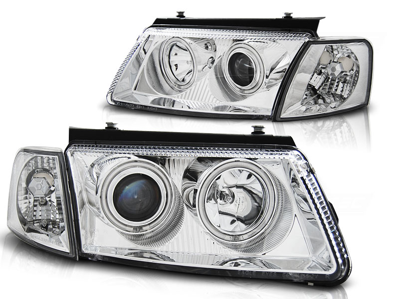 Frontlykter VW Passat B5 3B 11.96-08.00 Angel Eyes CCFL Chrome - Bilde 2