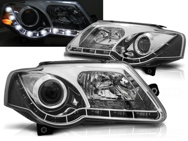 Frontlykter VW Passat B6 3C 03.05-10 True Drl Chrome