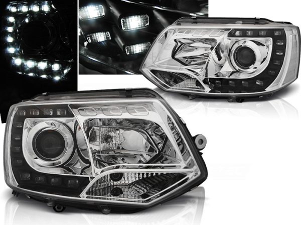 Frontlykter VW T5 2010-2015 True Drl Chrome