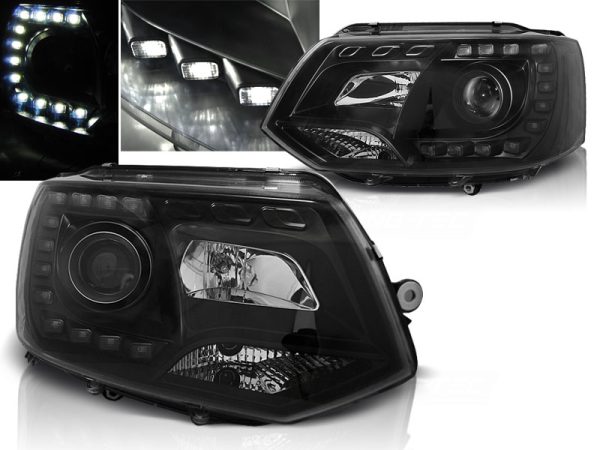 Frontlykter VW T5 2010-2015 True Drl Black