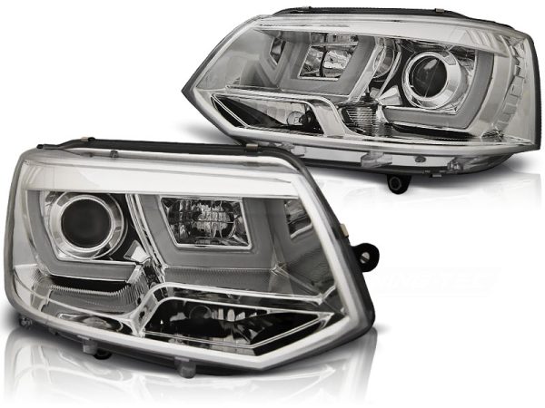 Frontlykter VW T5 2010-2015 U-Led Lys Chrome - Bilde 2