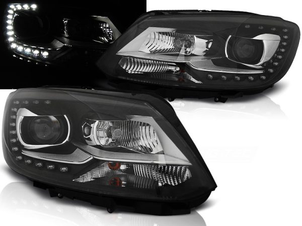 Frontlykter VW Touran II 08.10-15 True Drl Black