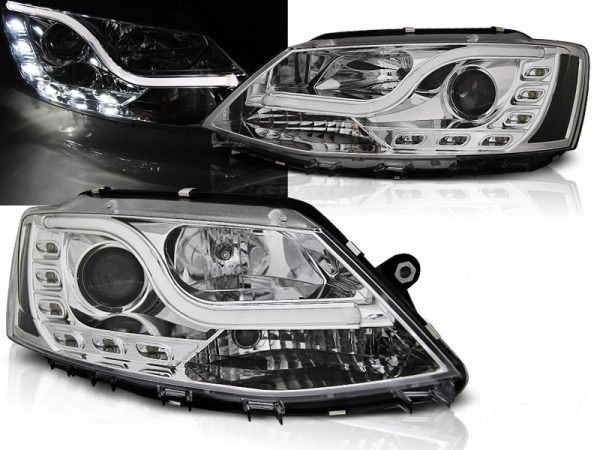 Frontlykter VW Jetta VI 1.11-18 Tube Light Drl Chrome