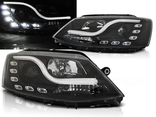 Frontlykter VW Jetta VI 1.11-18 Tube Light Drl Black