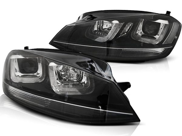 Frontlykter VW Golf 7 11.12-17 U-Led Lys Black Med Black - Bilde 2