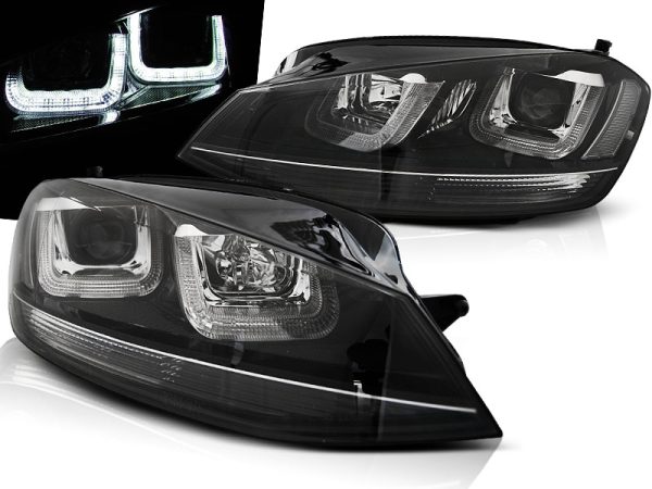 Frontlykter VW Golf 7 11.12-17 U-Led Lys Black Med Black