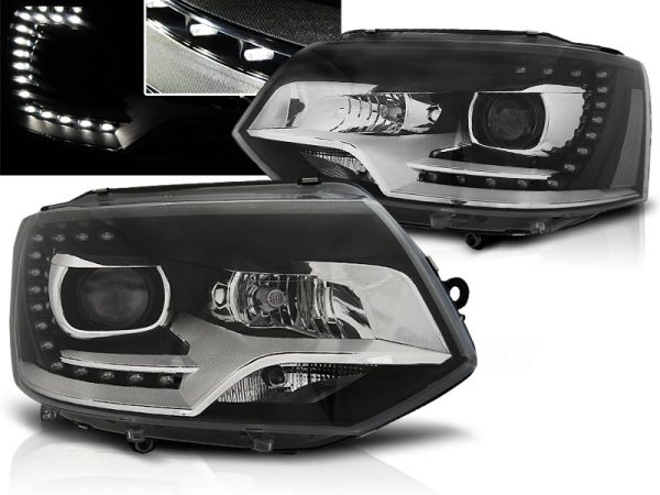 Frontlykter VW T5 2010-15 True Drl Black