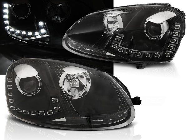 Frontlykter VW Golf 5 10.03-09 True Drl Black