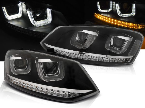 Frontlykter VW Polo 6R 09-03.14 U-Led Lys Black