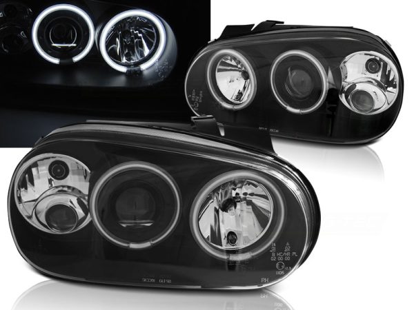 Frontlykter VW Golf 4 09.97-09.03 Angel Eyes CCFL Black