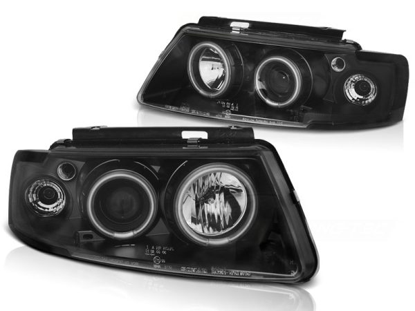 Frontlykter VW Passat B5 3B 96-08.00 Angel Eyes CCFL Black - Bilde 2