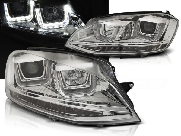 Frontlykter VW Golf 7 11.12-17 U-Type Chrome Drl