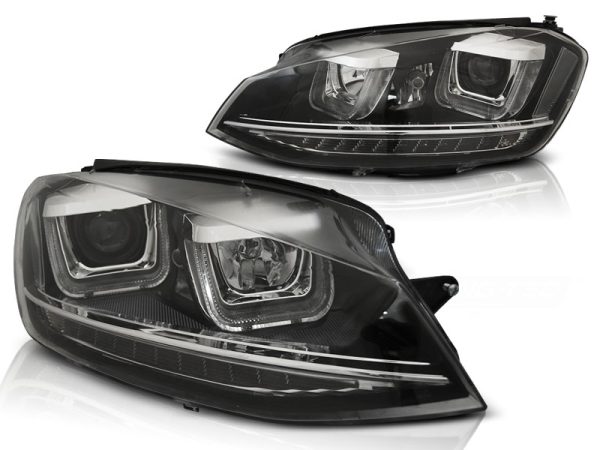 Frontlykter VW Golf 7 11.12-17 U-Led Lys Drl Black - Bilde 2