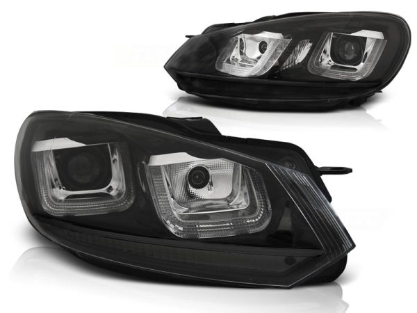 Frontlykter VW Golf 6 08-12 U-Led Lys Drl Black Black Line - Bilde 2