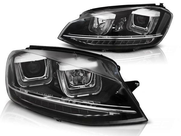 Frontlykter VW Golf 7 11.12-17 U-Led lys Drl Black Seq - Bilde 2