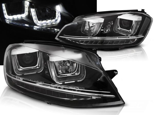 Frontlykter VW Golf 7 11.12-17 U-Led lys Drl Black Seq