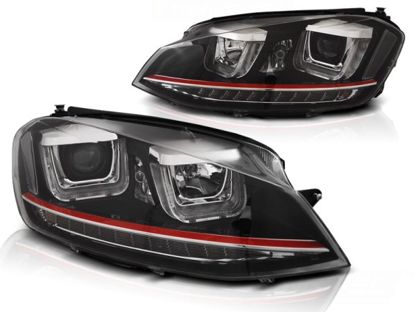 Frontlykter VW Golf 7 11.12-17 U-Led lys Drl Black RDD Line Seq - Bilde 2