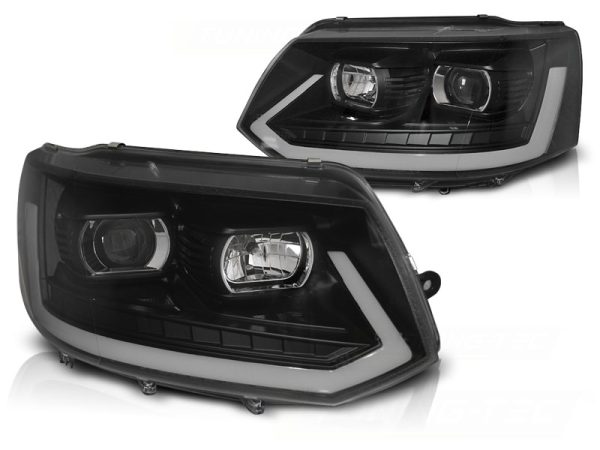 Frontlykter VW T5 2010-2015 Led Tube Light Black T6 Look - Bilde 2